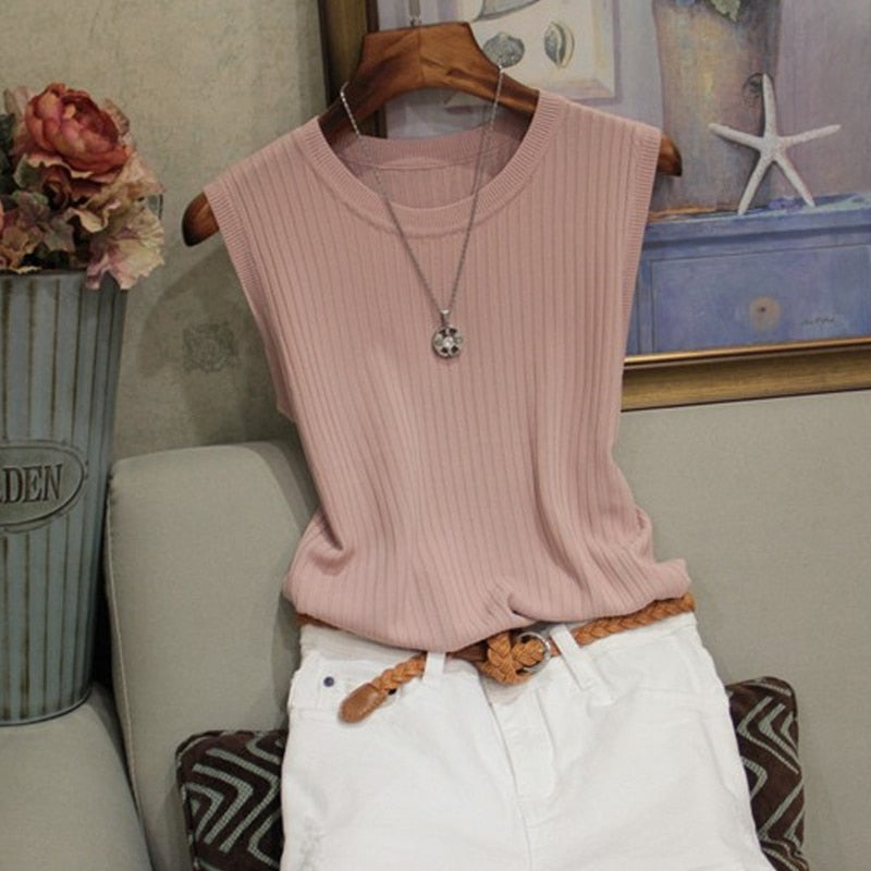 regata feminina moda verão blusa de malha